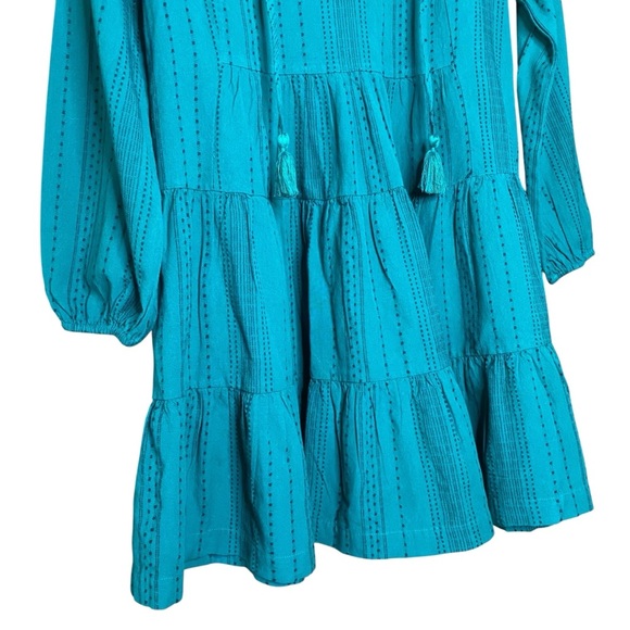 Crown & Ivy forest green,boho,poet sleeve, loose,flowy,layered ruffle skirtSZ-PM - Picture 7 of 10